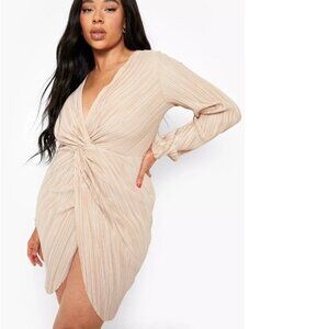 NWT  Boohoo Twist Front Dress Size 16 - Color Stone